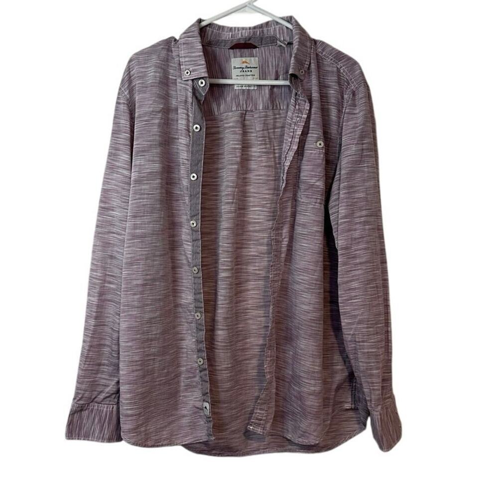 Tommy Bahama Jeans Long Sleeve Button Down Shirt Size L Purple Island Modern Fit